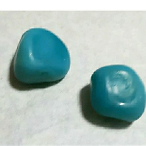 Raw Natural Turquoise Cabochon Round Stones 2 piece - Picture 2 of 9